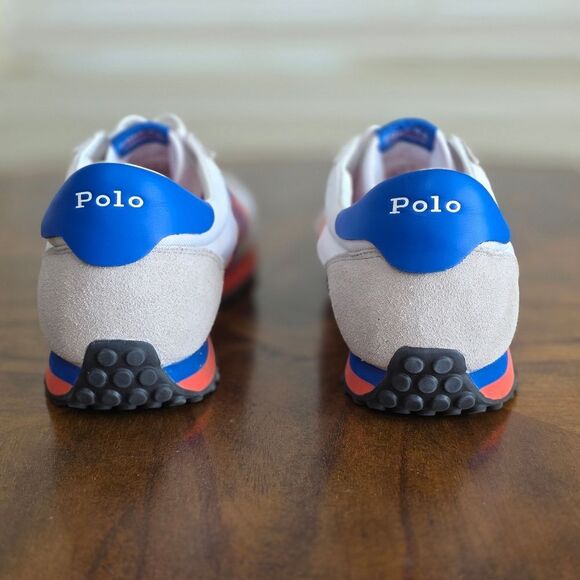Polo Ralph Lauren Train 90-SK-ATH P-Wing Shoes White Grey Blue Red Men's 10.5 LE - Picture 7 of 14
